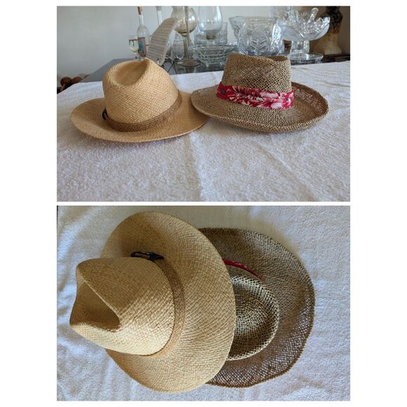 Panama Jack Straw Hat Bundle Lot of 2 Safari Wide Brim Beach Sun Hats main image 5
